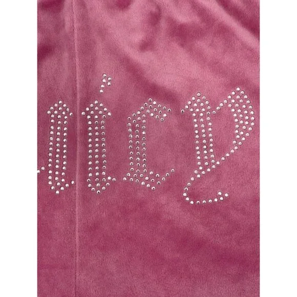 Juicy Couture Rhinestone Logo Pink Velour Lounge Shorts XL Y2K Revive - Picture 7 of 13